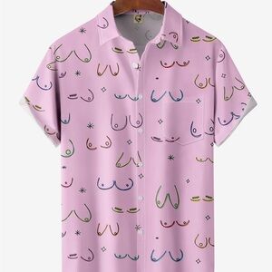 Men's short sleeve Boobs print shirt, pink/multi